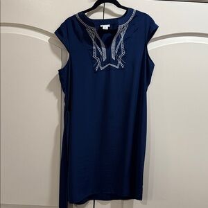 Elegant Blue dress  with White Embroidery